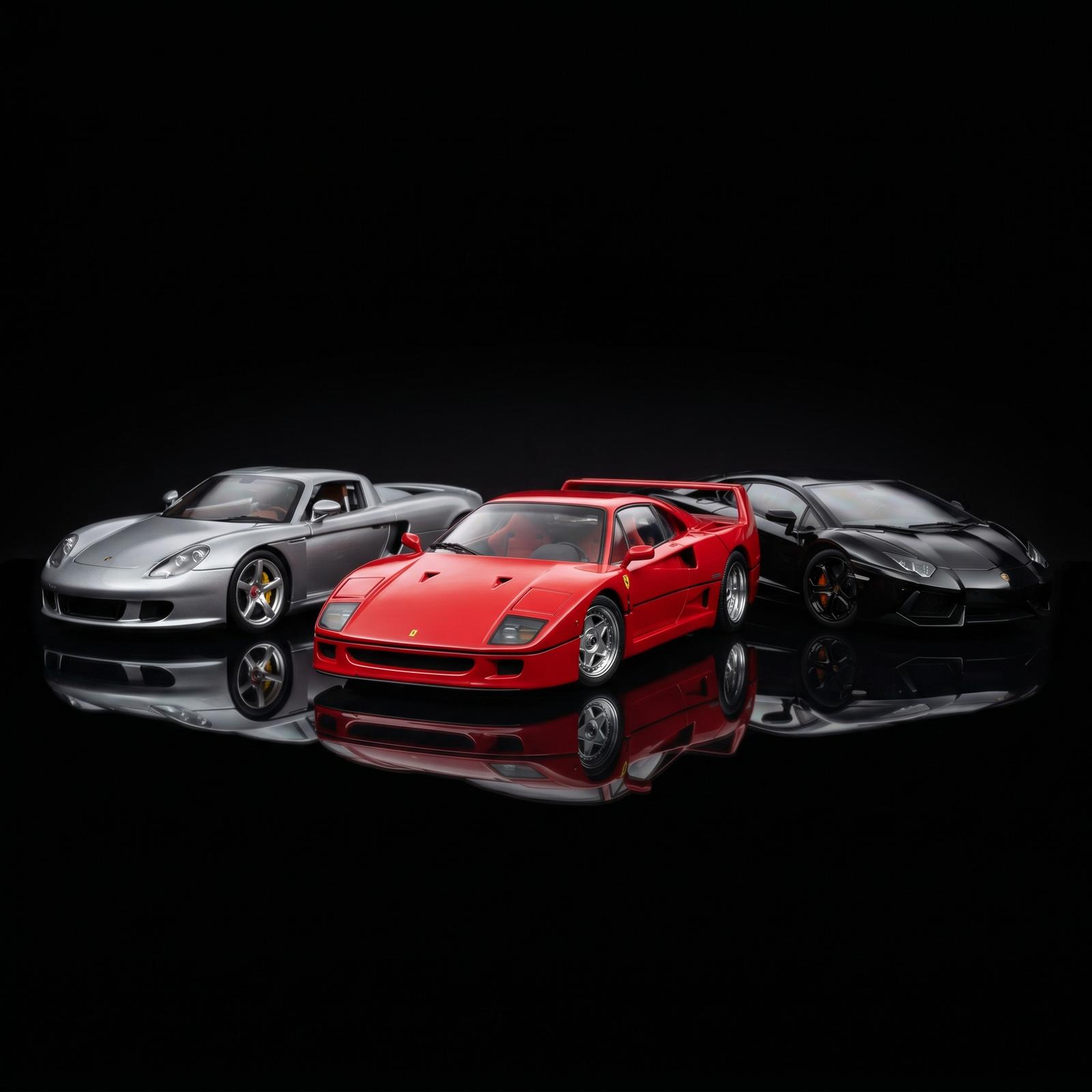Νέες μινιατούρες αυτοκινήτων — μοντέλα Porsche, Lamborghini, Ferrari υπό κλίμακα