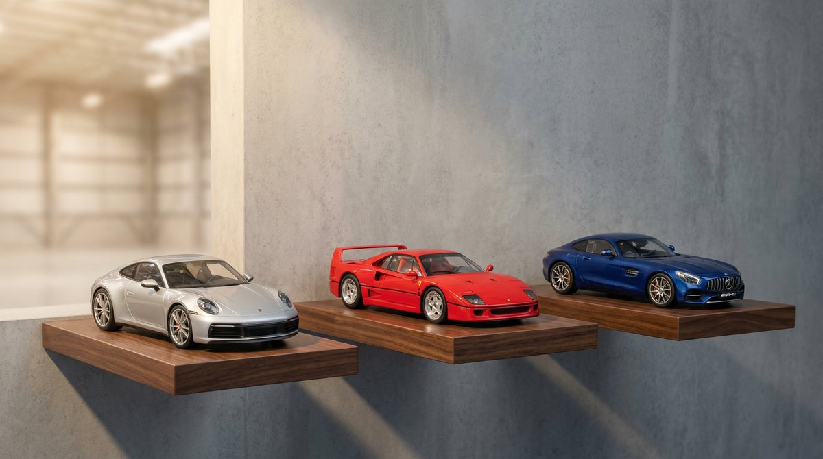 Αποθήκη Models118 με συλλεκτικά μοντέλα αυτοκινήτων σε γυάλινες βιτρίνες στην Częstochowa της Πολωνίας