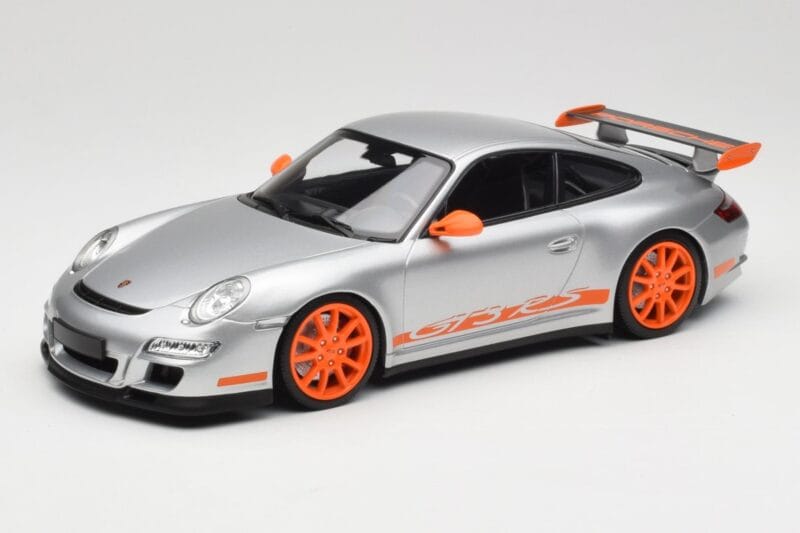 Porsche 911 997.1 GT3 RS Ασημί με Πορτοκαλί Ζάντες Minichamps 1:18 155062120 Μέταλλο