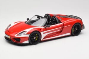 Porsche 918 Spyder Weissach Package Κόκκινο & Λευκές Ρίγες Minichamps 1:18 110062442 Μέταλλο