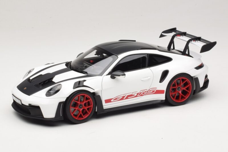 Porsche 911 992 GT3 RS Weissach Package Λευκό Pyro Red Norev 1:18 187373 Μέταλλο