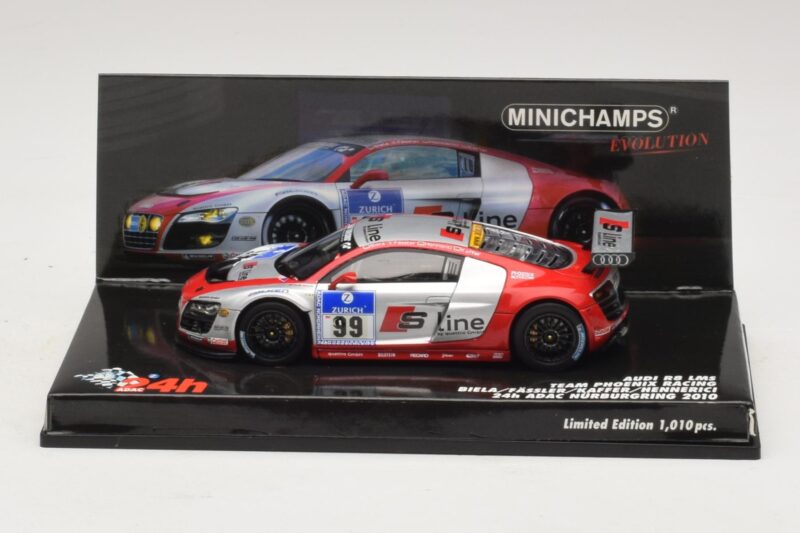 Audi R8 LMS GT3 #99 F. Biela / M. Fassler Phoenix Racing 24 Hours of Nurburgring 2010 Minichamps 1:43 437101999 Μέταλλο