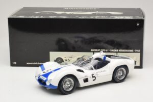 Maserati Tipo 61 #5 S. Moss / D. Gurney Camoradi ADAC 1000km Nurburgring Winner 1960 Minichamps 1:18 100601205 Μέταλλο - εικόνα 8 από 8