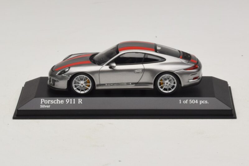 Porsche 911 991.1 R Ασημί Με Πορτοκαλί Ρίγες Minichamps 1:43 410066222 Μέταλλο